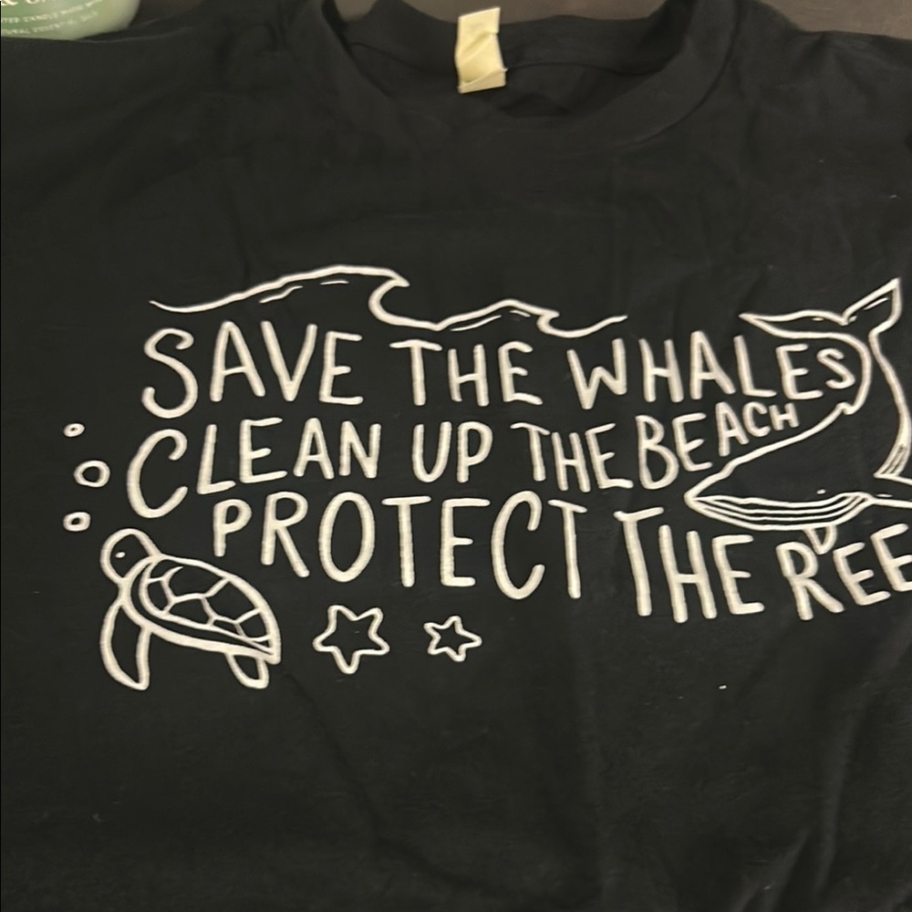 Black Graphic T-Shirt with Ocean Conservation Design